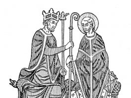 Myers, Philip Van Ness (1905), A medieval king investing a bishop with the symbols of office